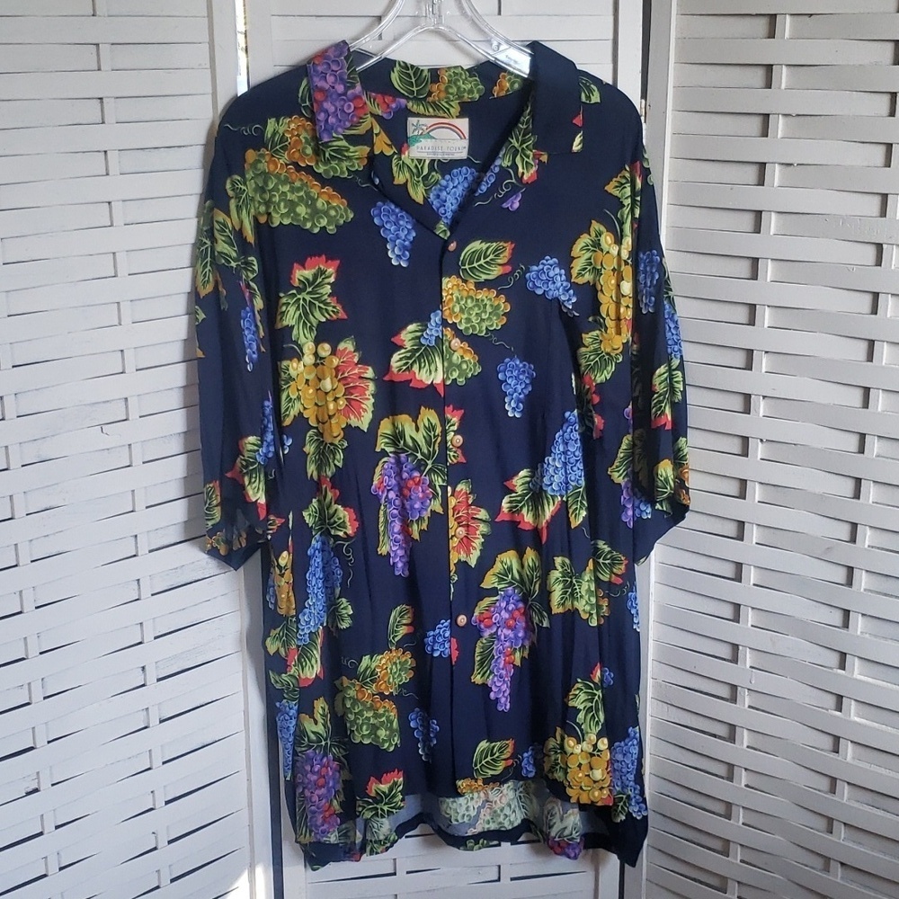Paradaise Found Grapes vintage short sleeves button down mens shirt
